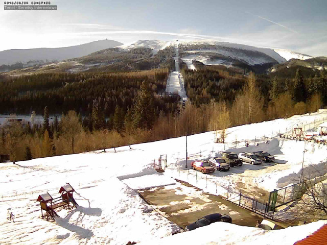 Widok z kamery na Śnieżkę, Czarny Grzbiet i Kopę