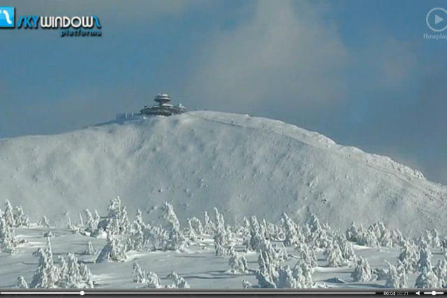 Widok z kamery na Kopie na Śnieżkę
